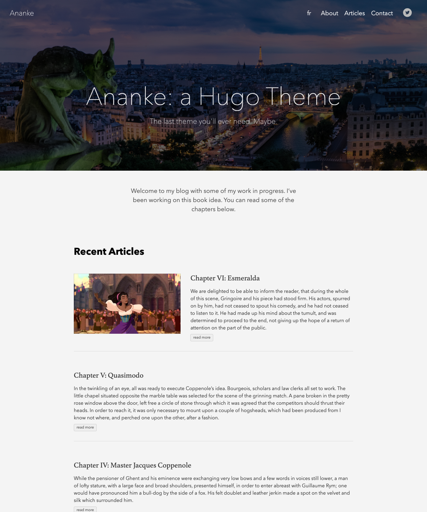 Screenshot of Gohugo Theme Ananke