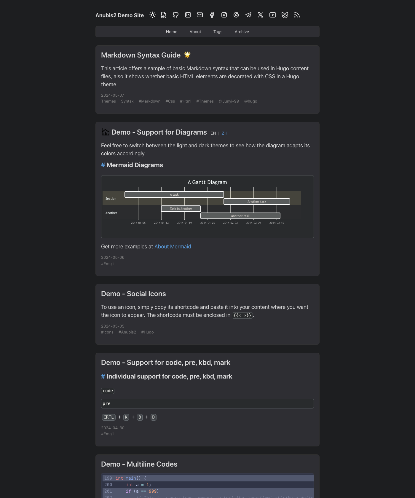 Screenshot of Hugo Theme Anubis2