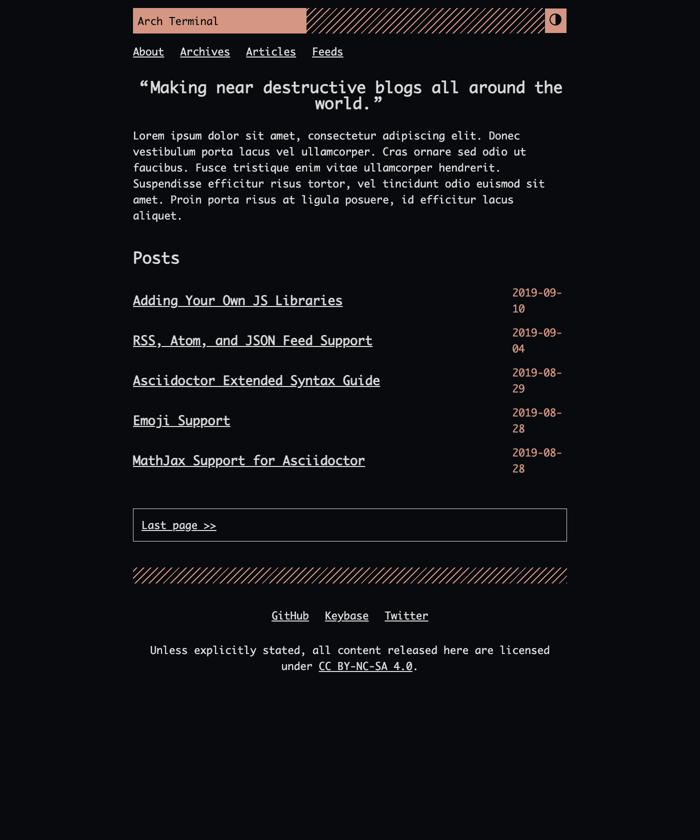 Screenshot of Hugo Theme Arch Terminal