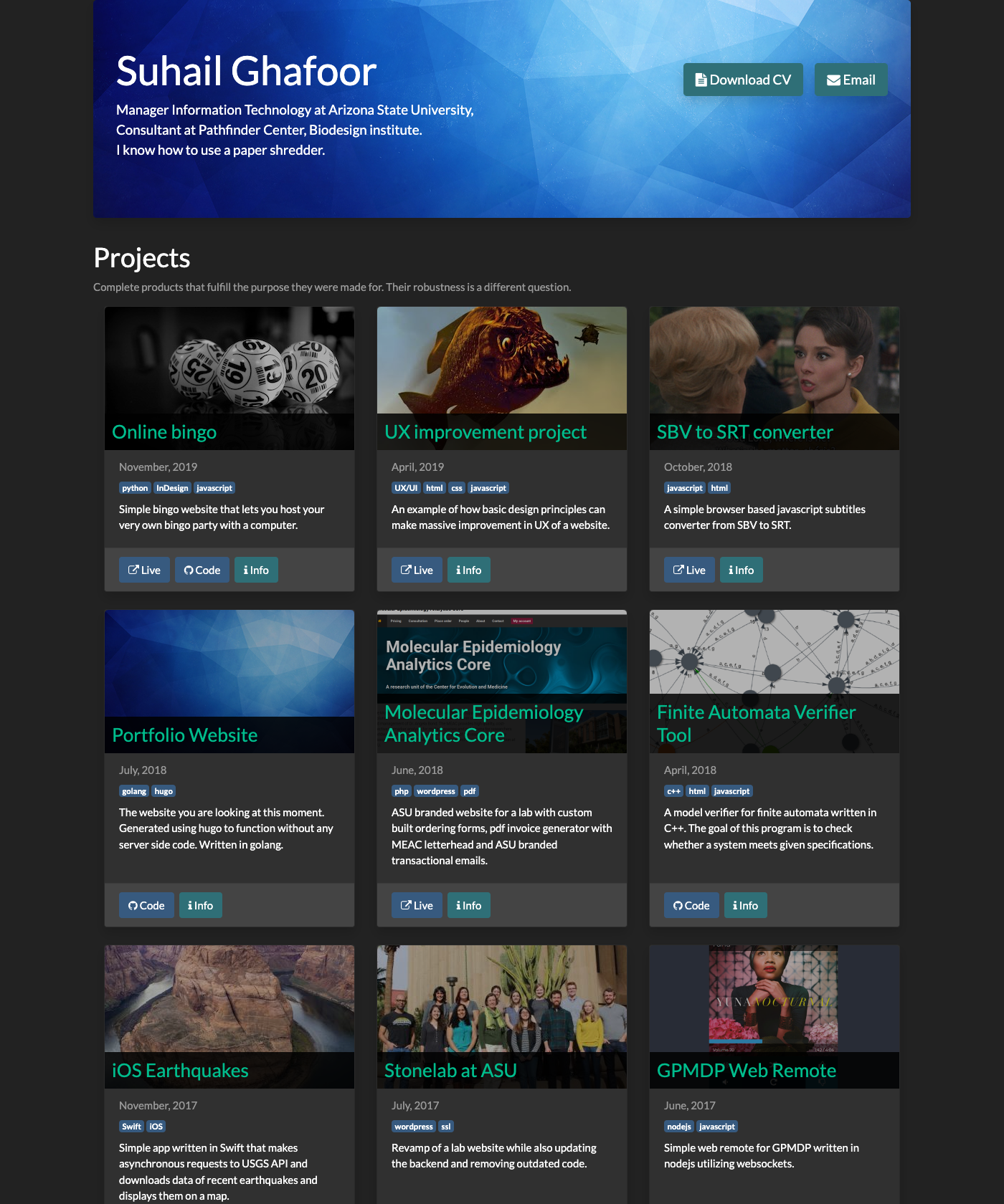 Screenshot of Hugo ASU