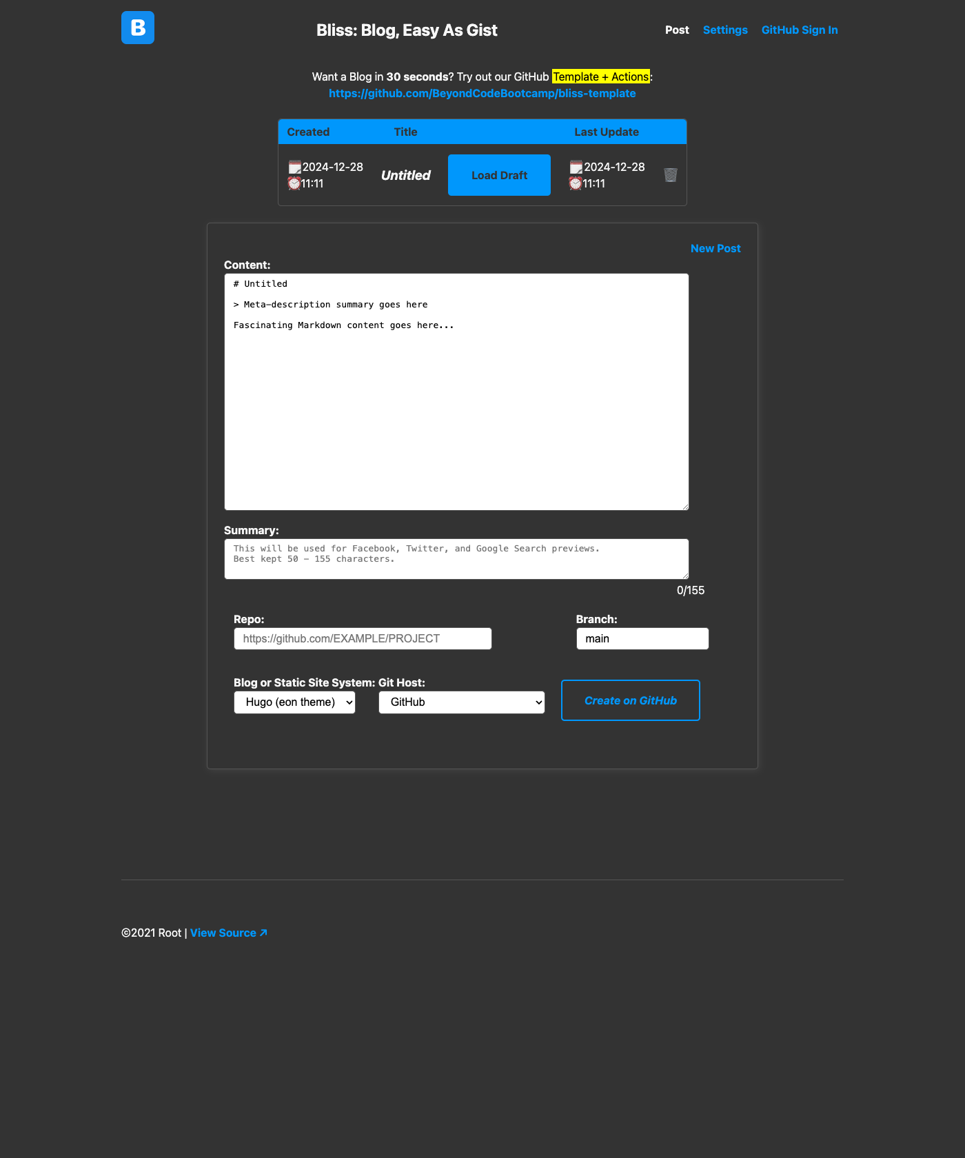 Screenshot of Bliss Template