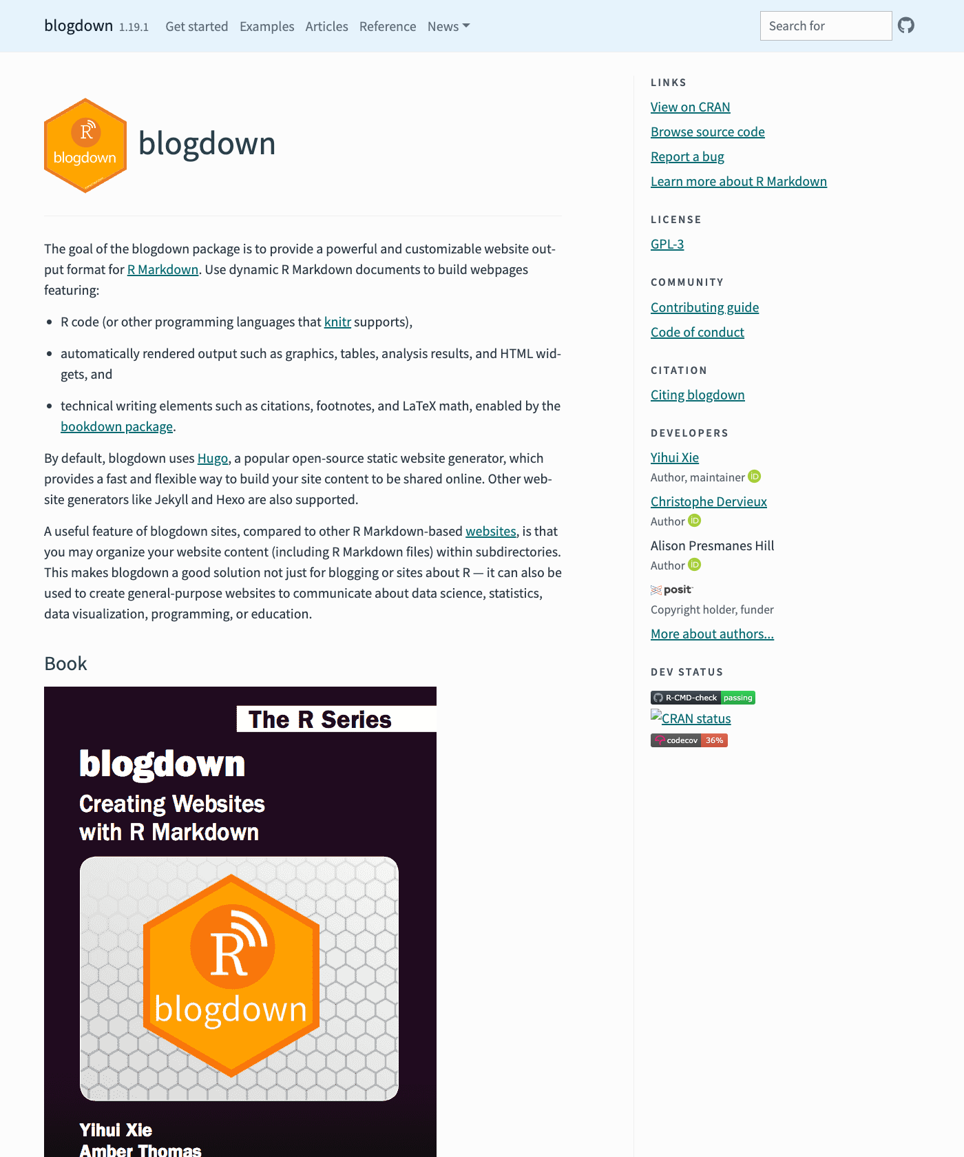 Screenshot of Blogdown