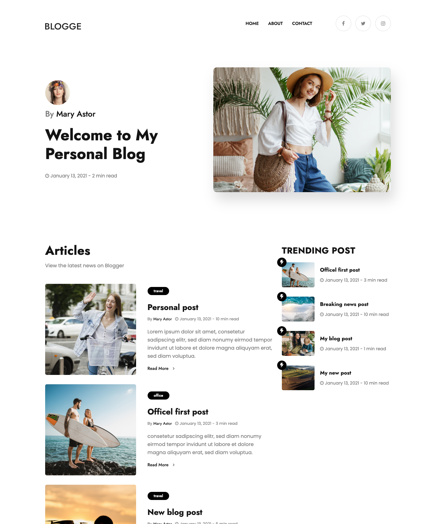 Screenshot of Blogge