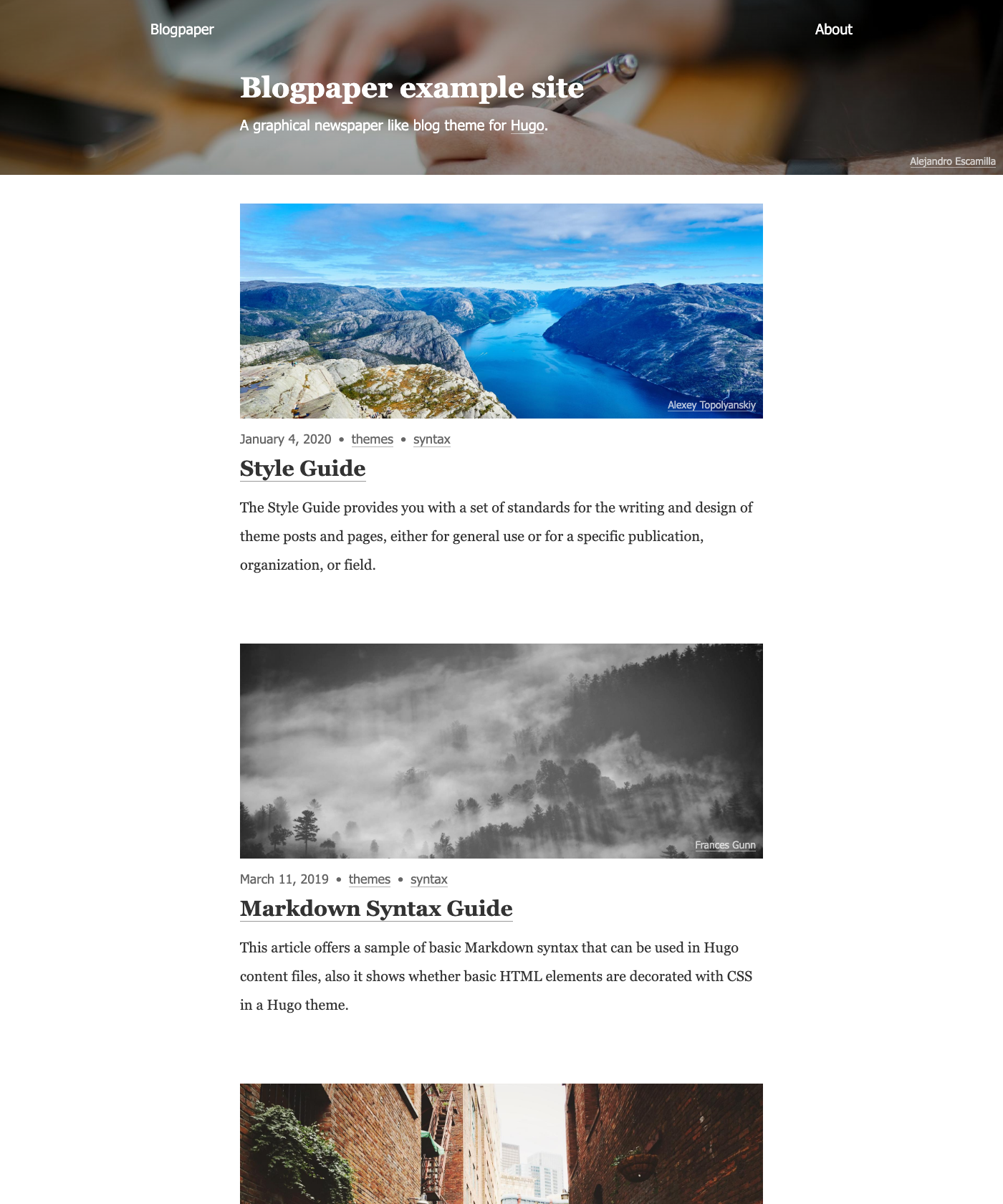 Screenshot of Blogpaper