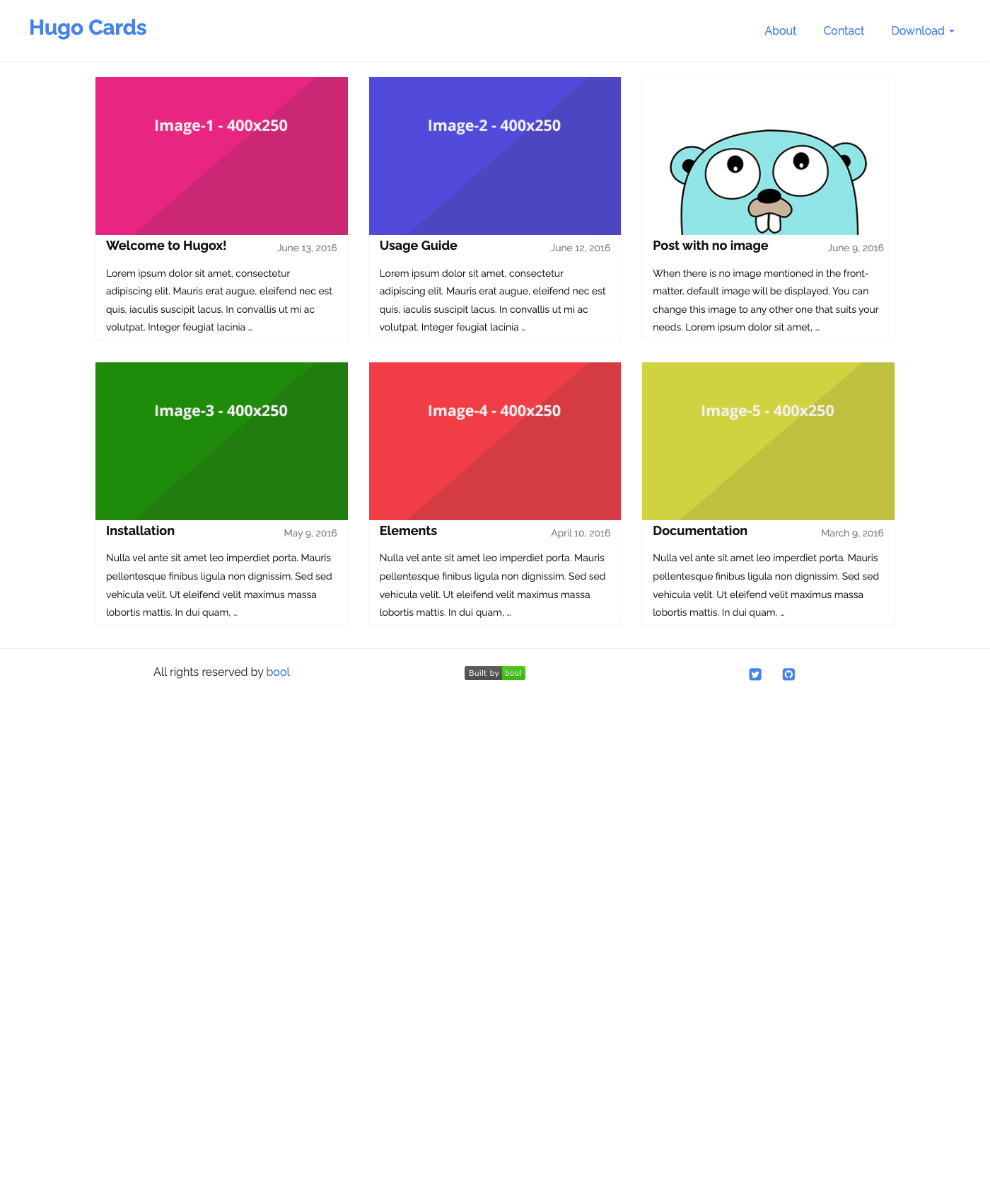 Screenshot of Hugo Cards