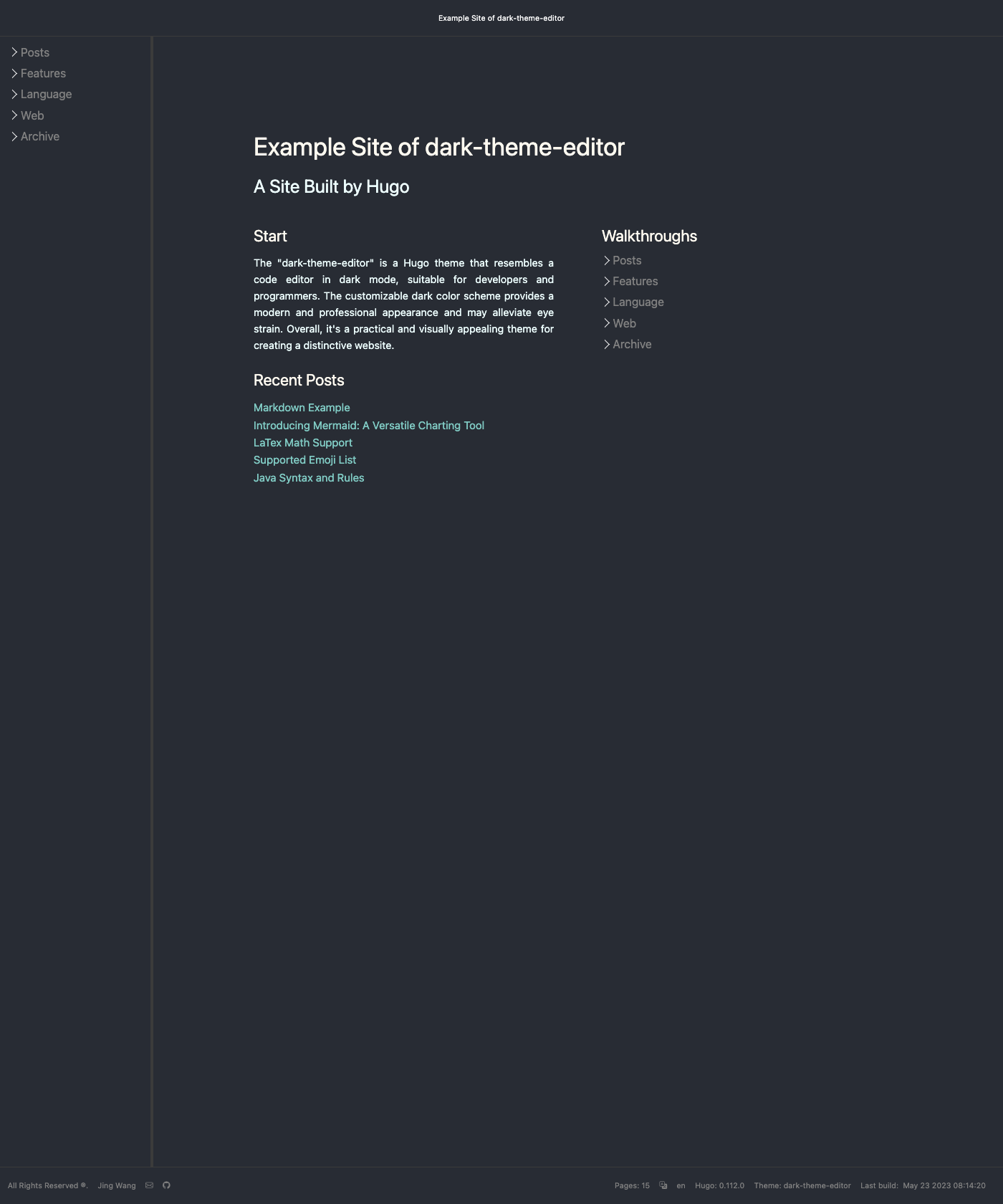 Screenshot of Dark Theme Editor