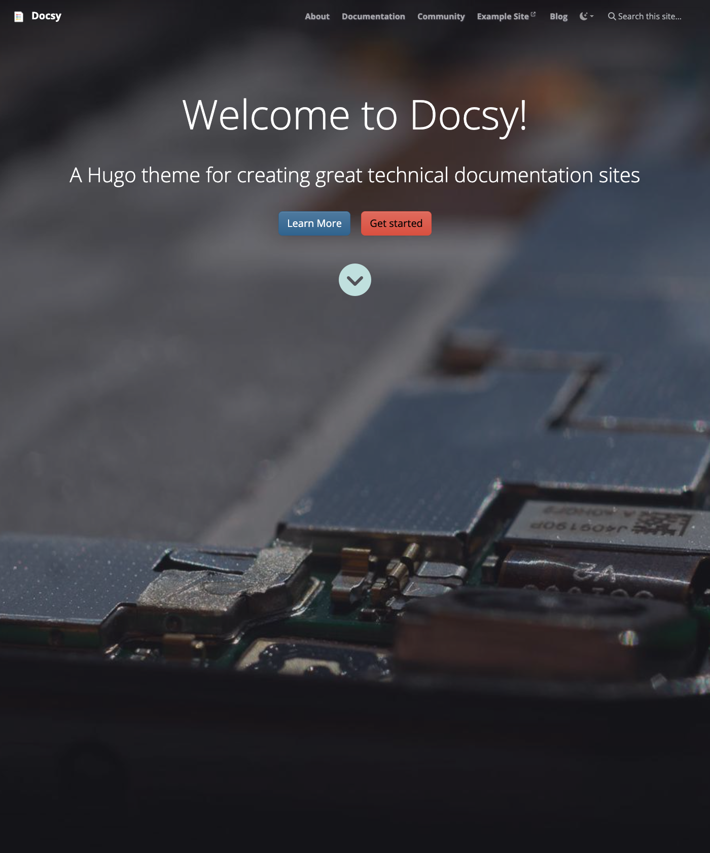 Screenshot of Docsy