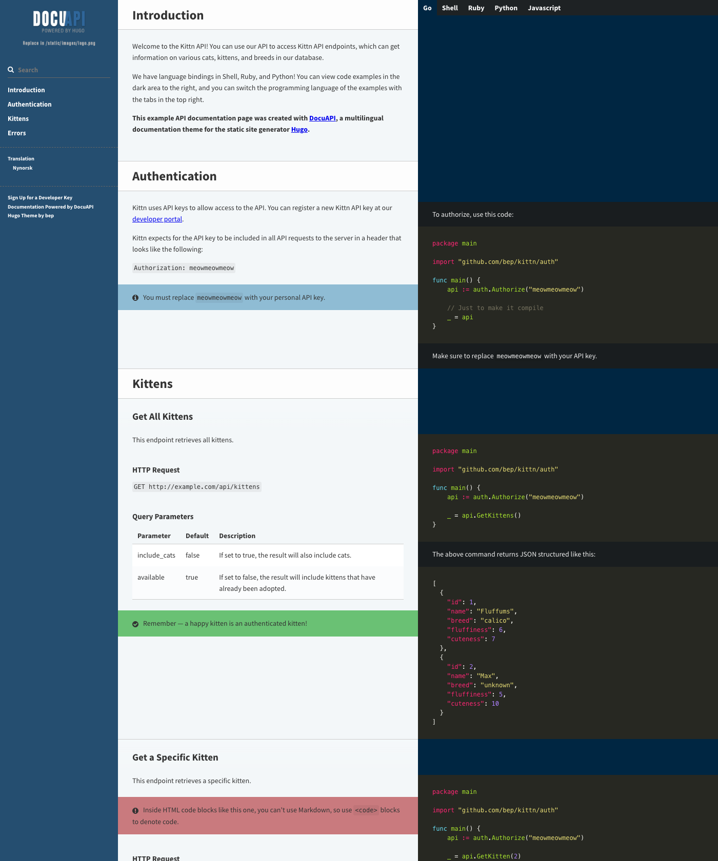 Screenshot of Docuapi