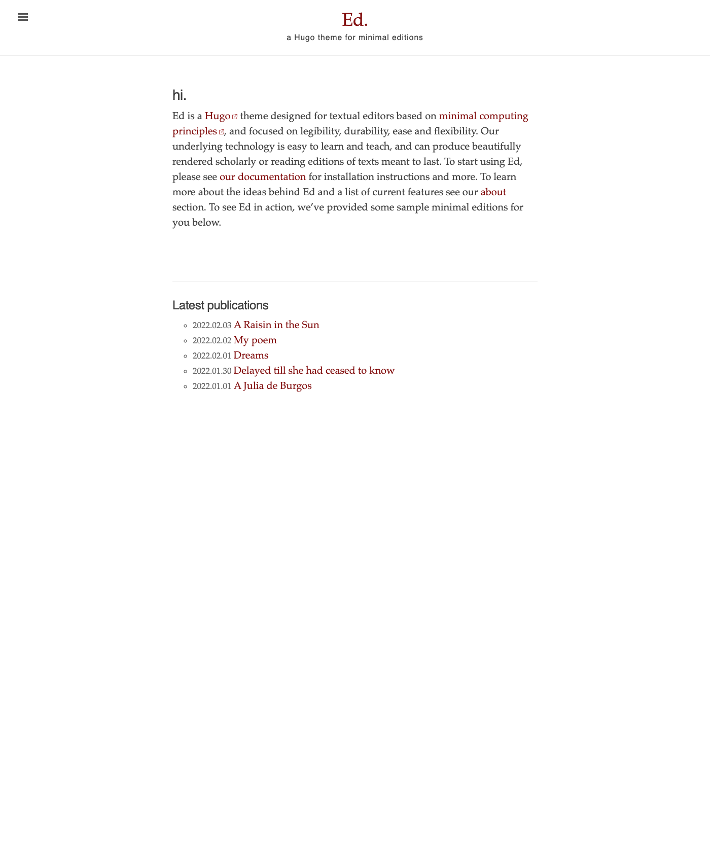 Screenshot of Gohugo Theme Ed