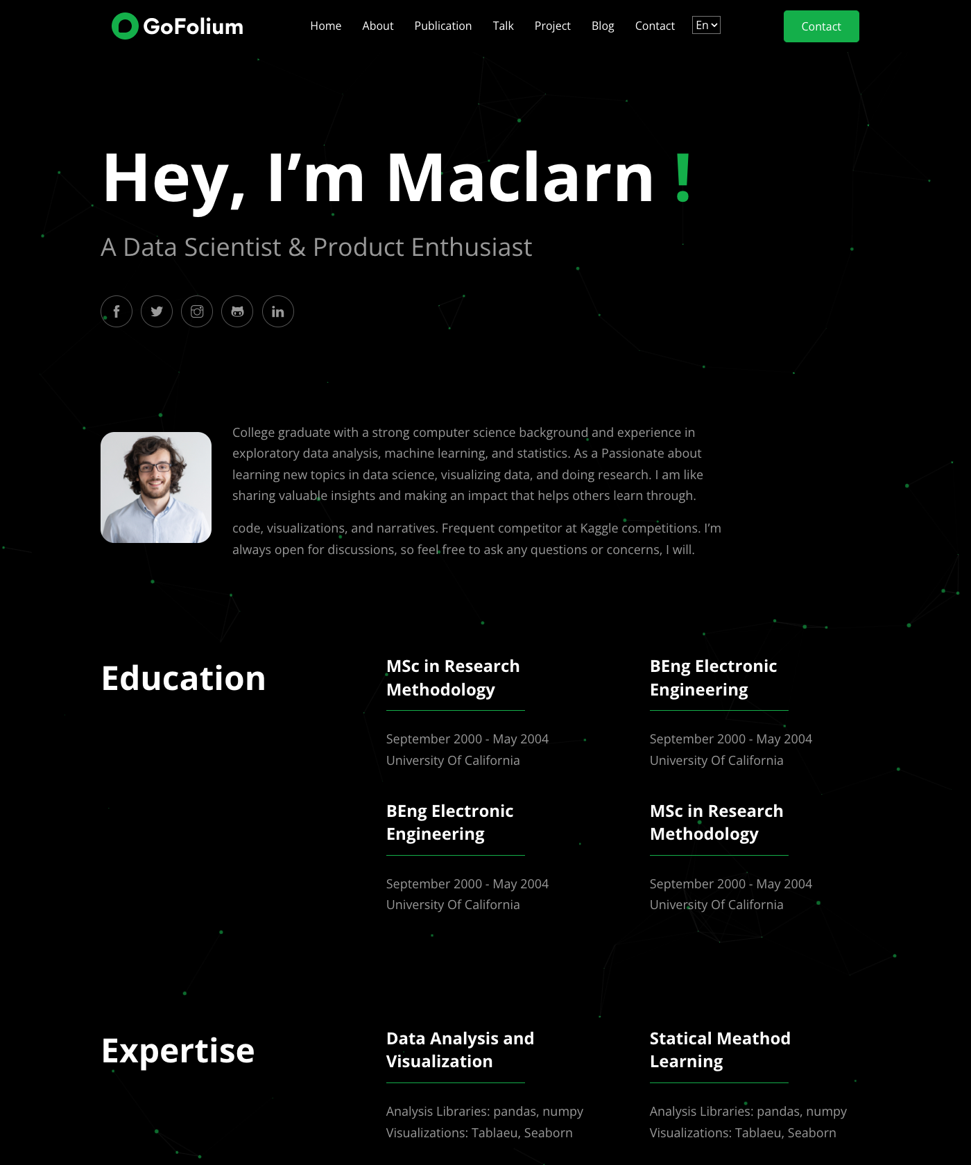 Screenshot of GoFolium Hugo