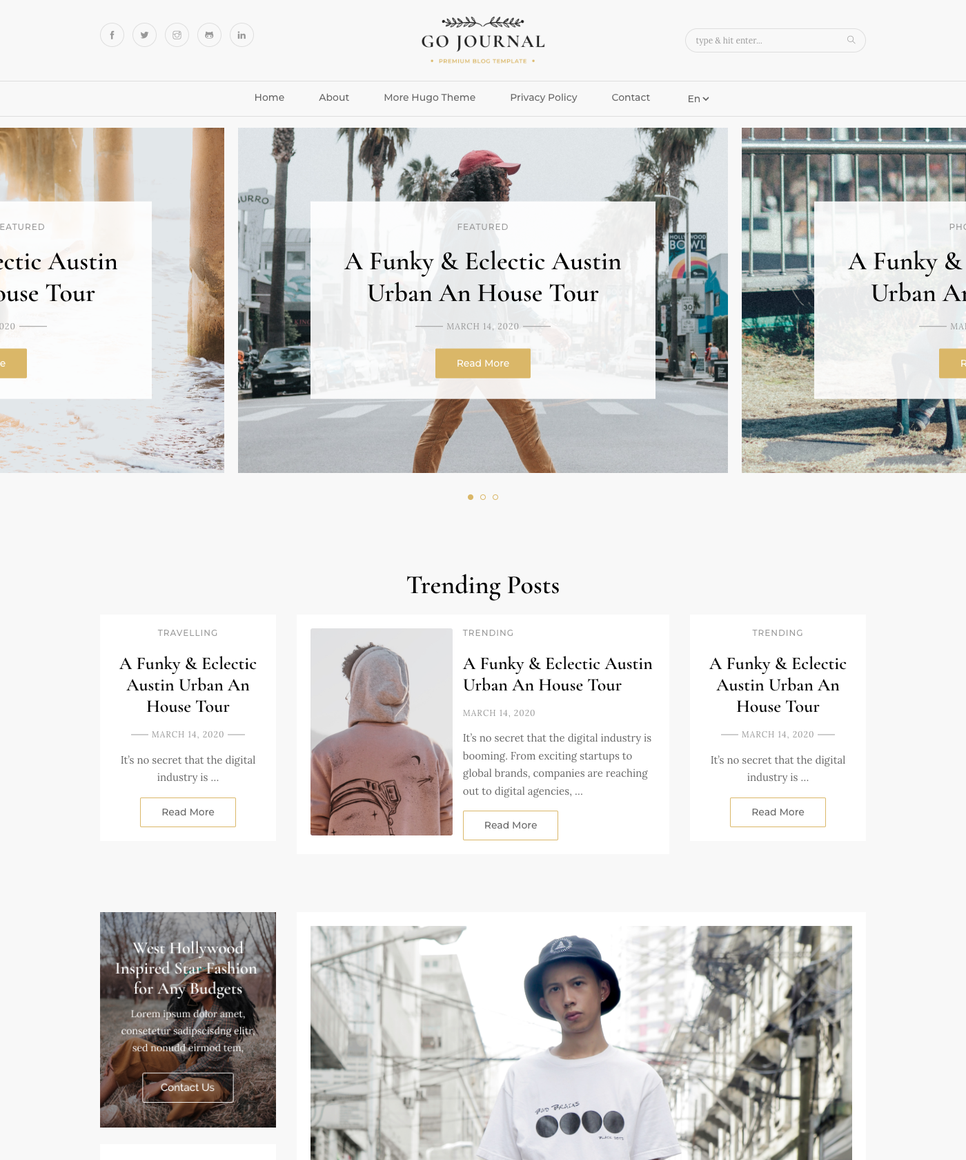Screenshot of Gojournal Hugo