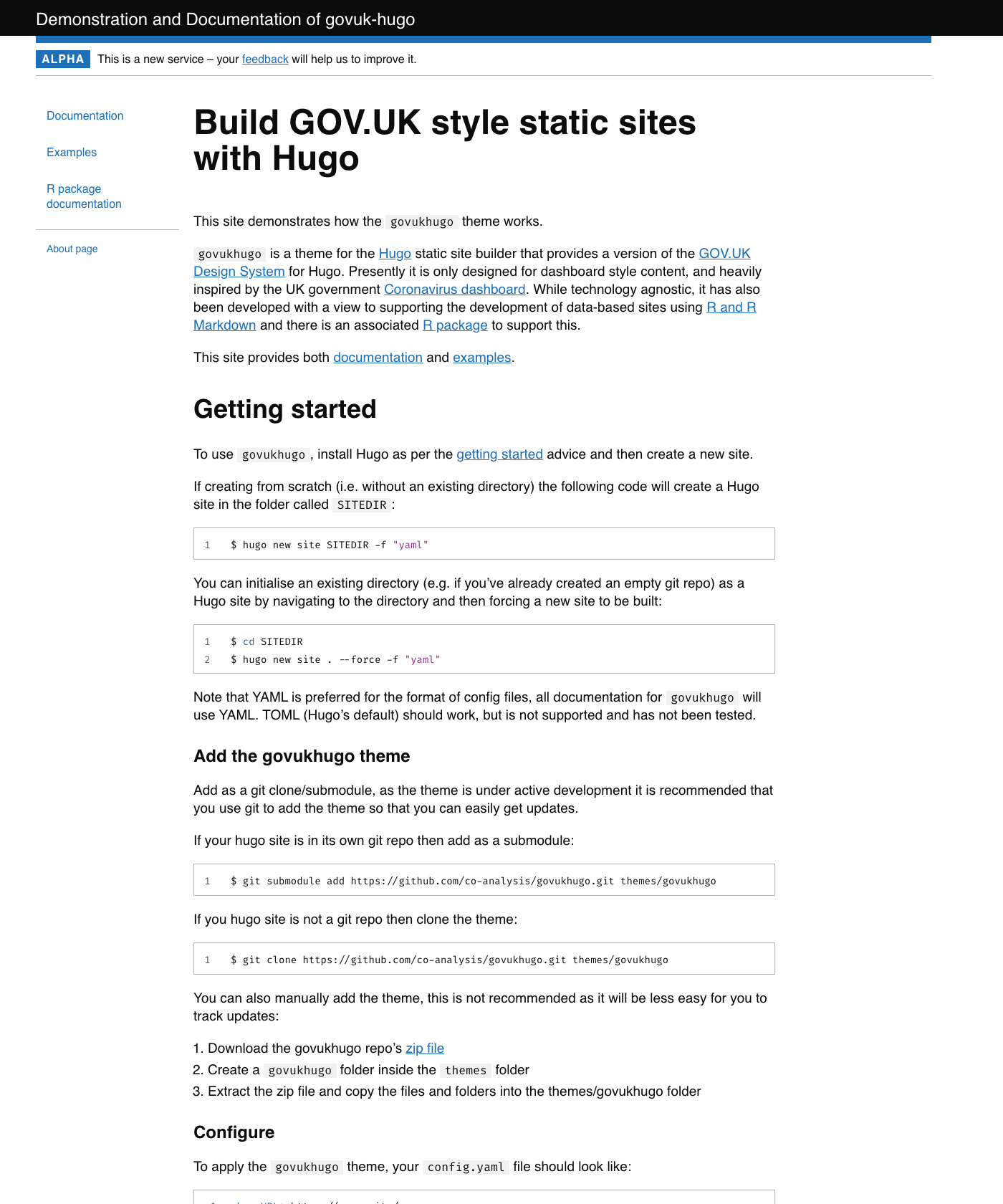 Screenshot of Govukhugo