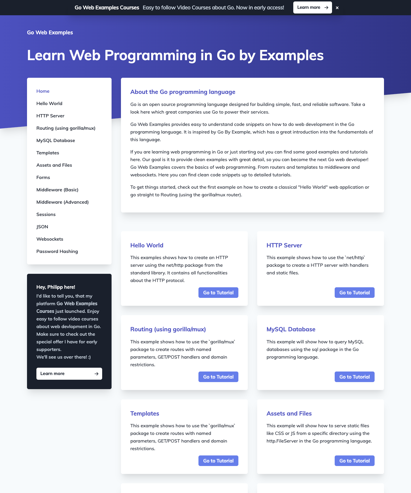 Screenshot of Gowebexamples