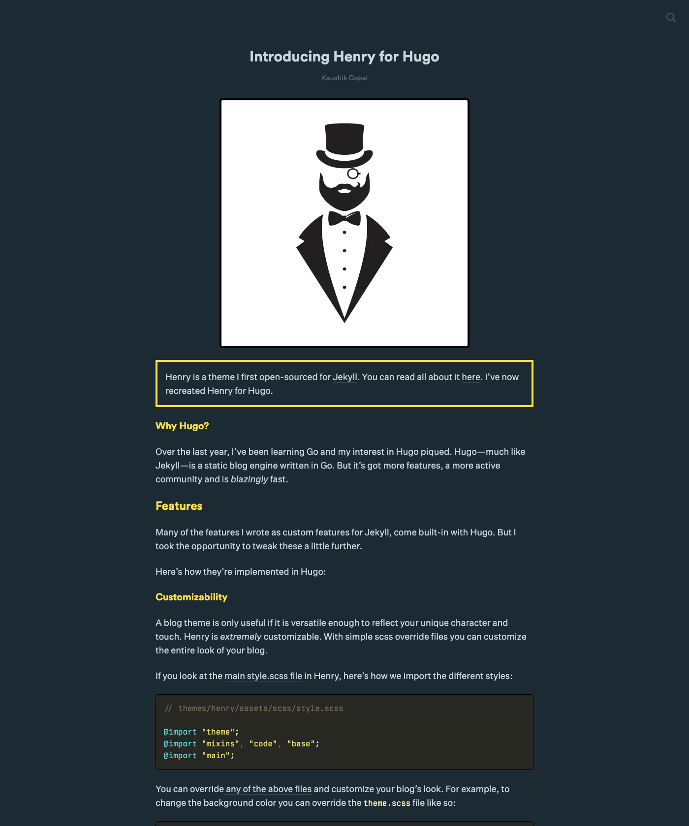 Screenshot of Henry Hugo
