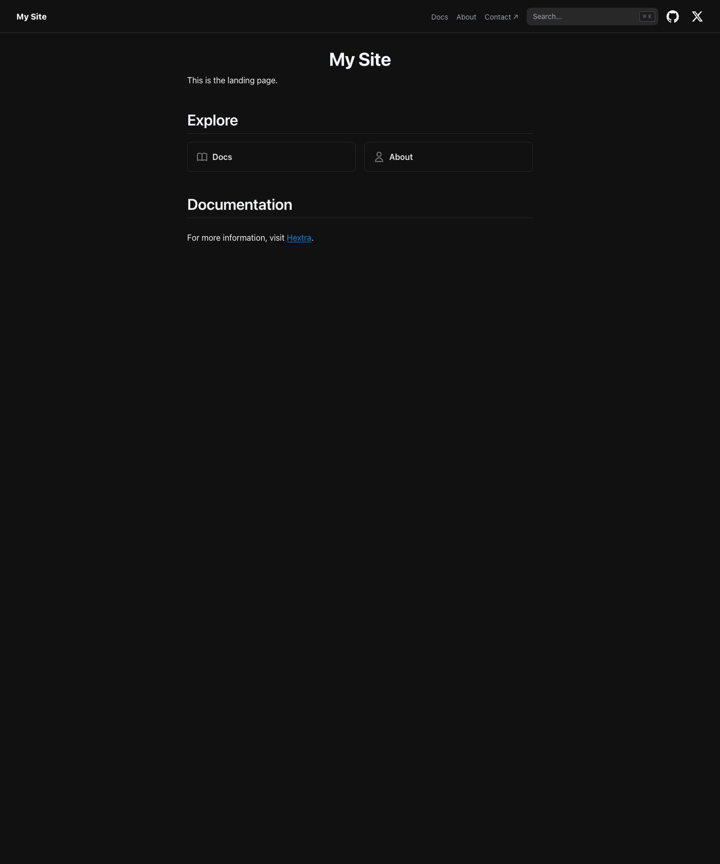 Screenshot of Hextra Starter Template