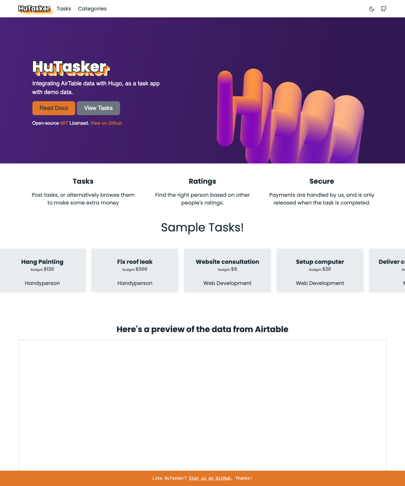 Screenshot of HuTasker
