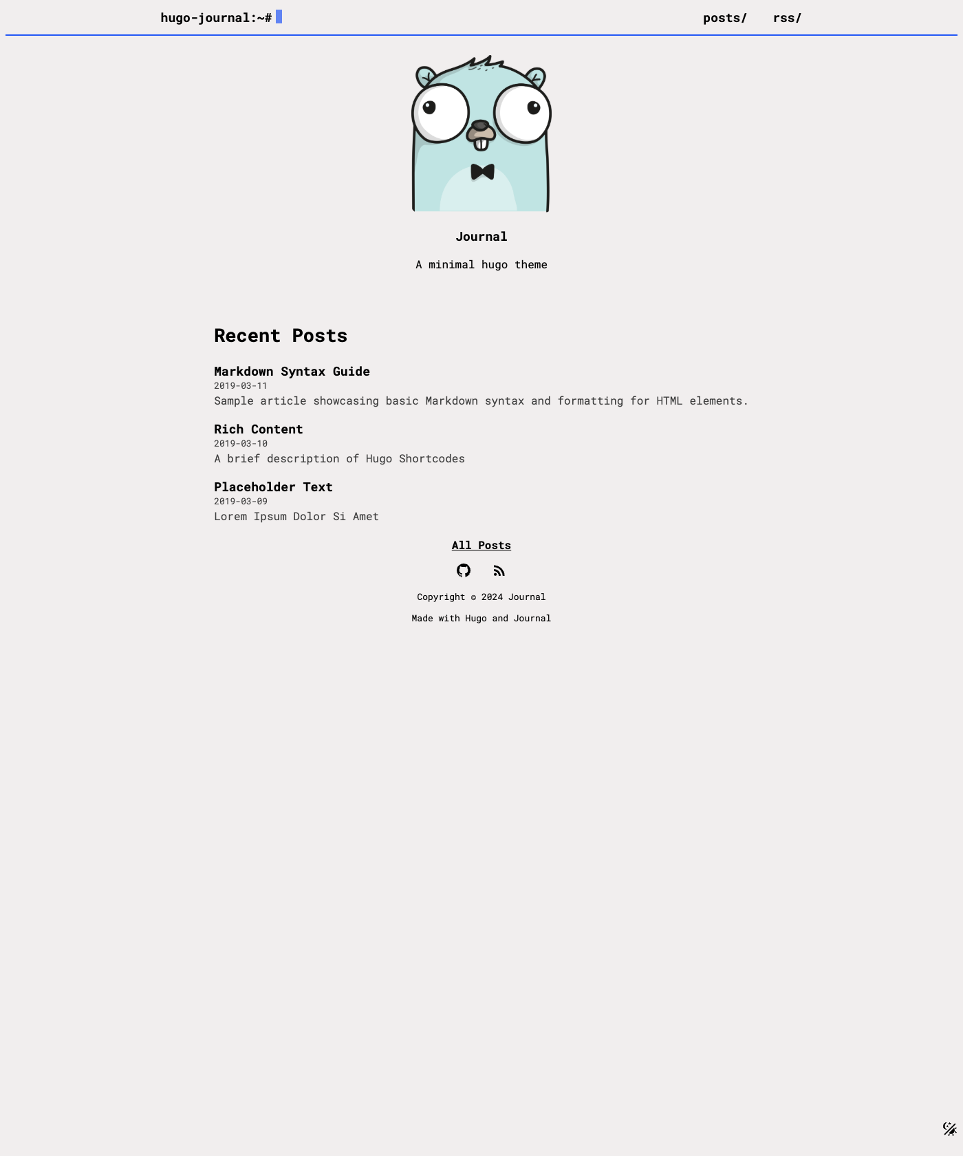 Screenshot of Hugo Journal