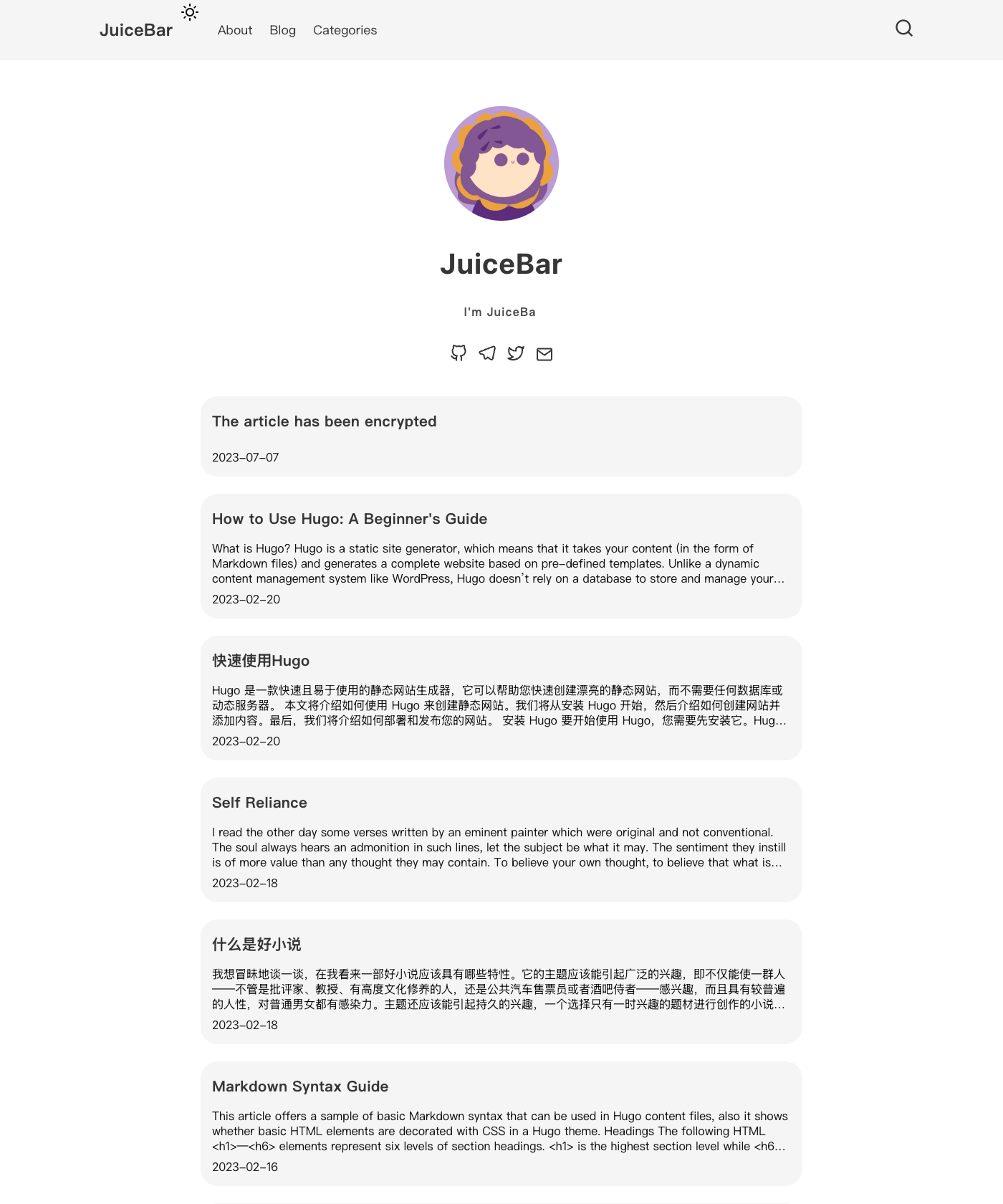 Screenshot of Hugo JuiceBar