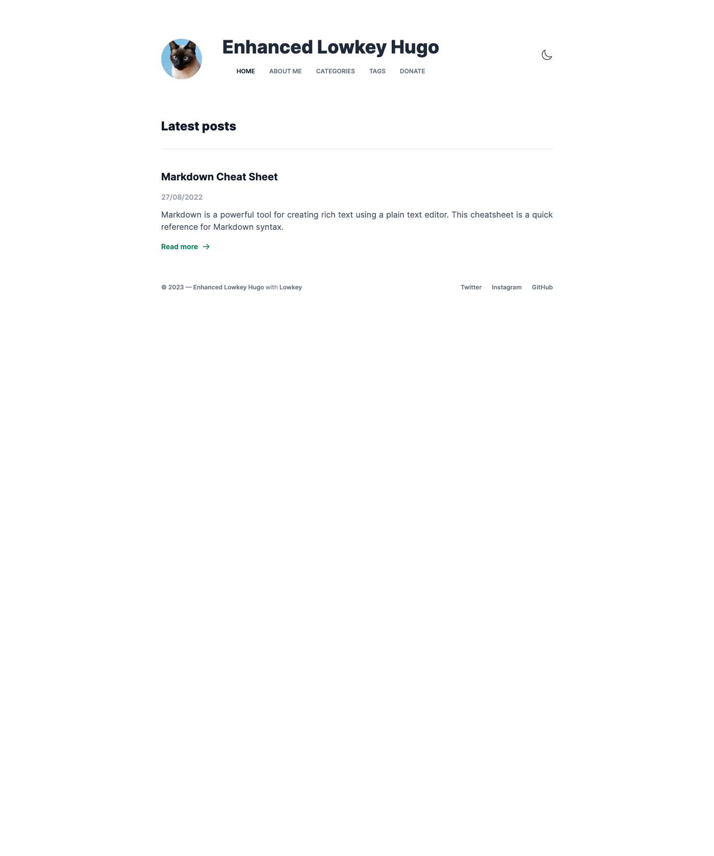 Screenshot of Lowkey Hugo Theme