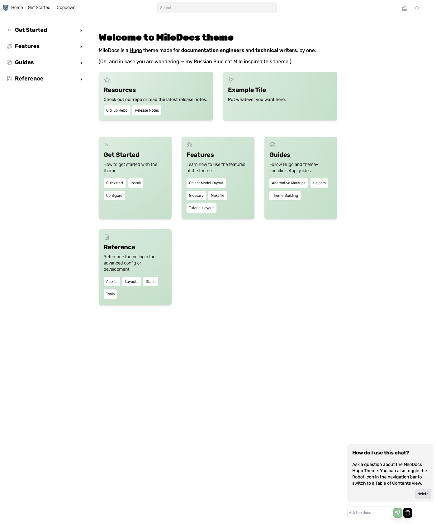 Screenshot of Milodocs