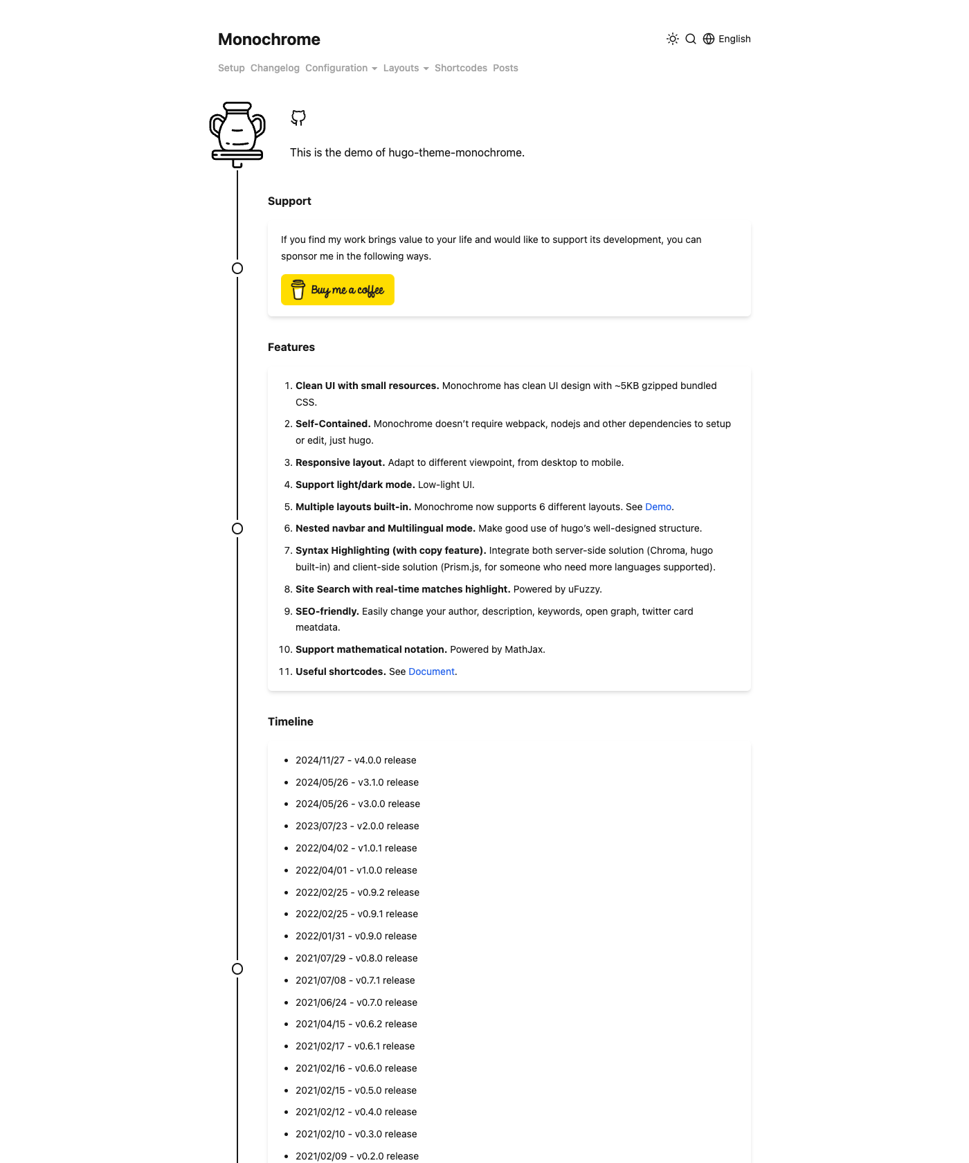 Screenshot of Hugo Theme Monochrome