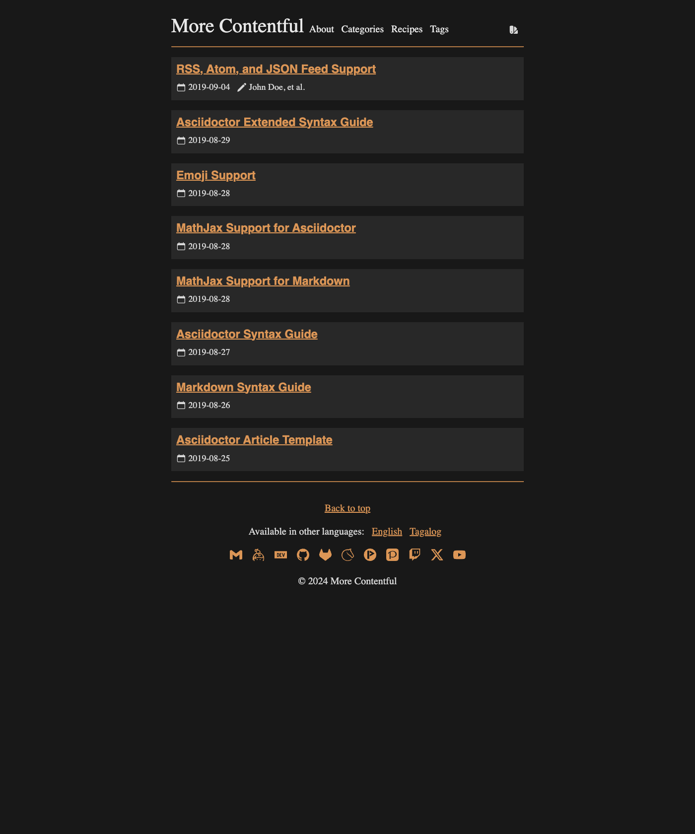 Screenshot of Hugo Theme More Contentful