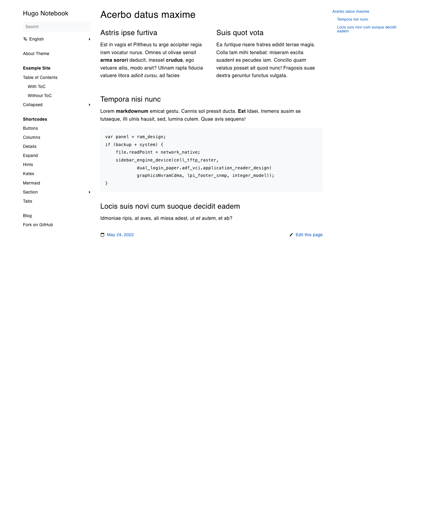 Screenshot of Hugo Notebook