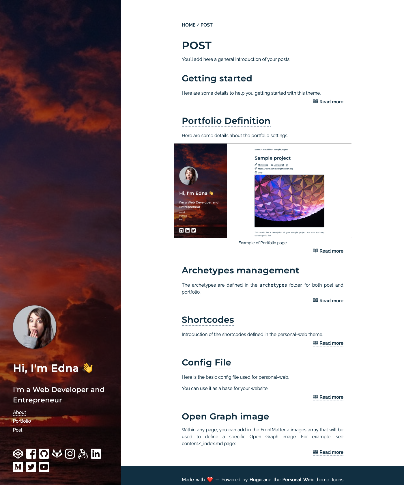 Screenshot of Personal Web