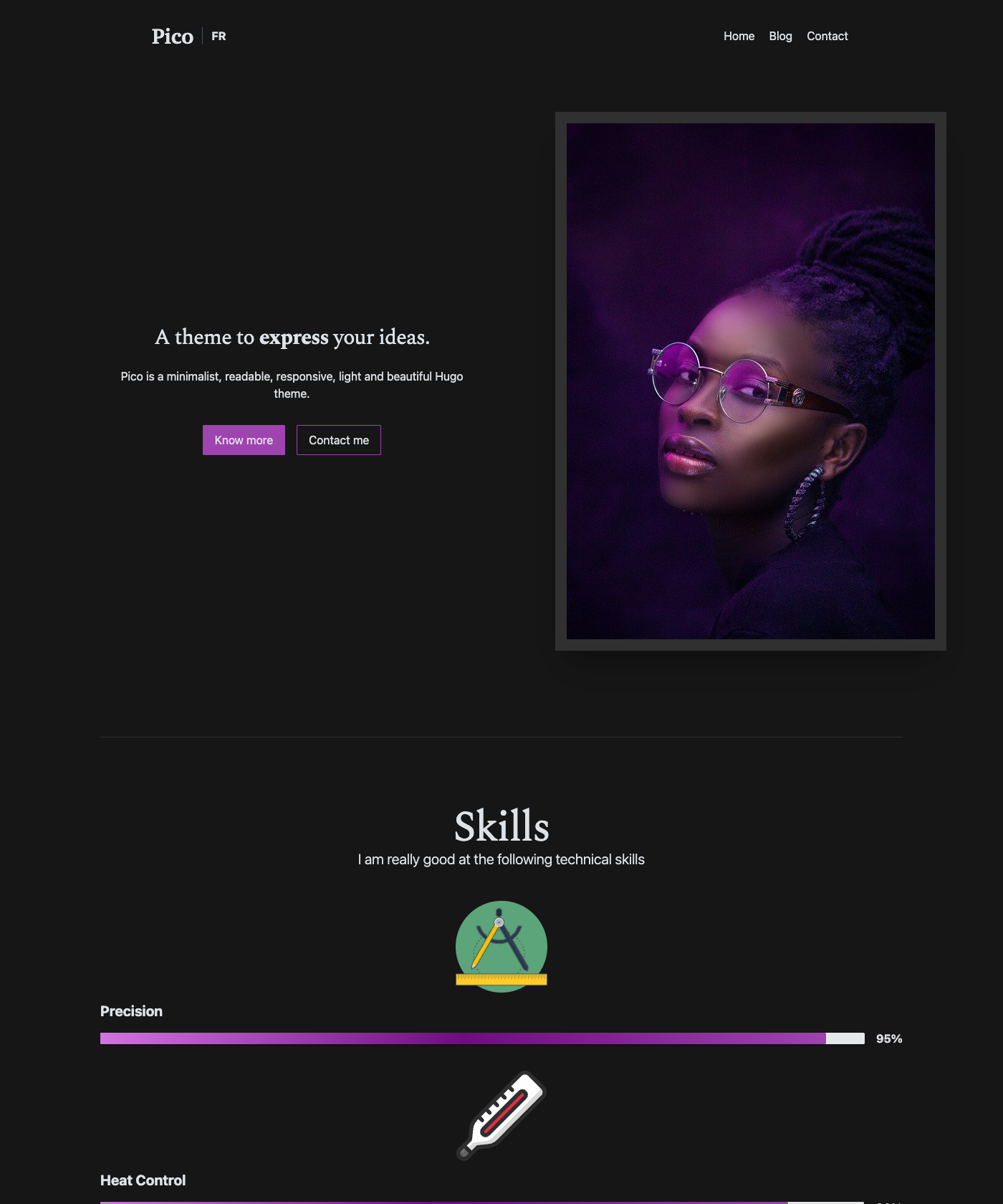 Screenshot of Hugo Theme Pico