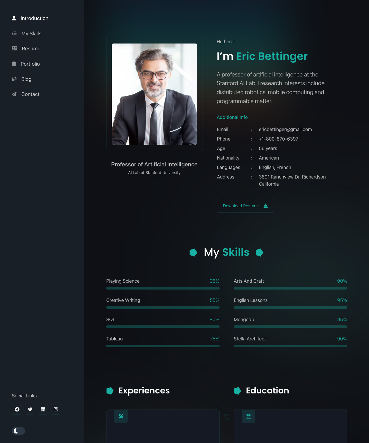 Screenshot of Professors Hugo