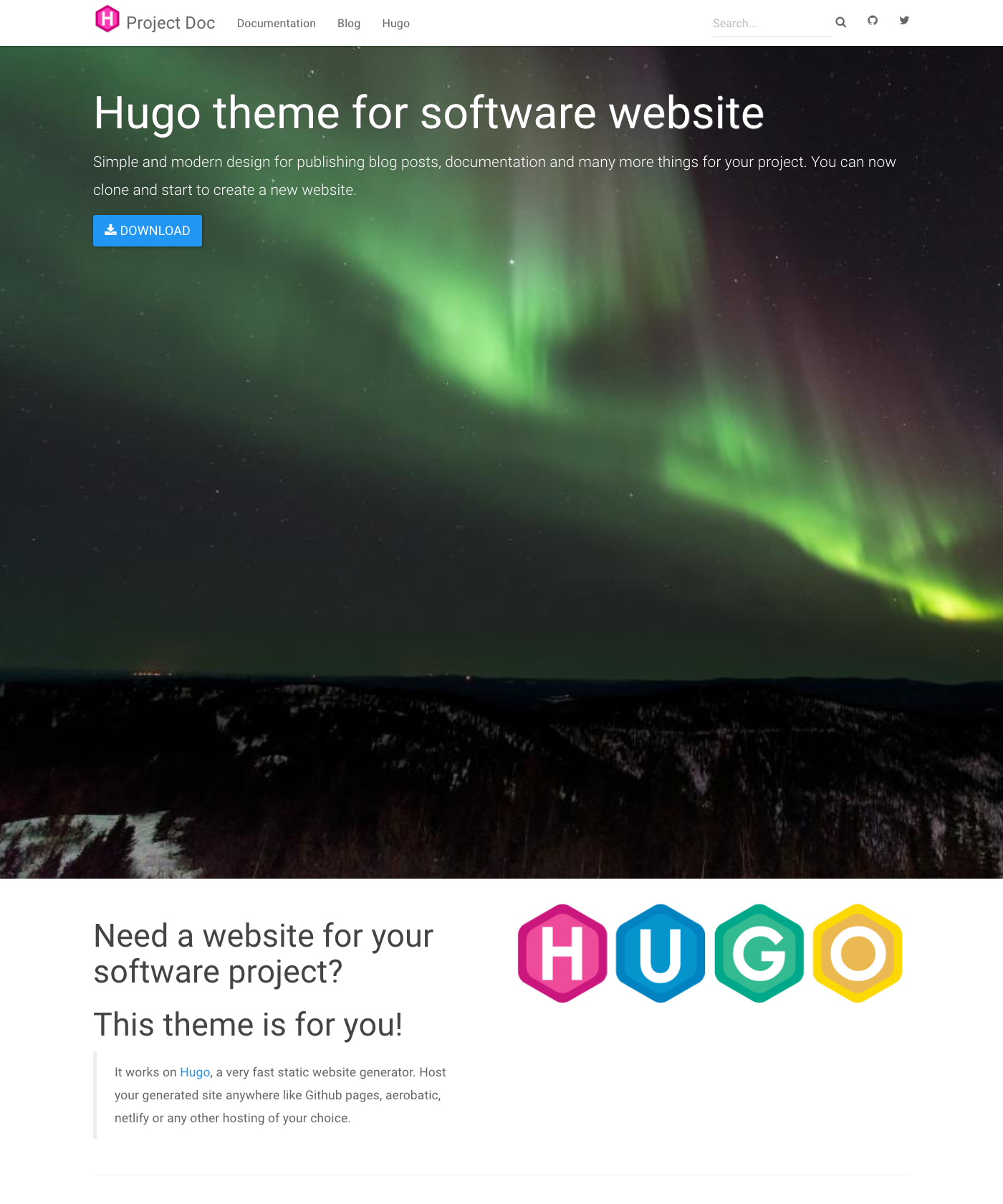 Screenshot of Hugo Project Doc