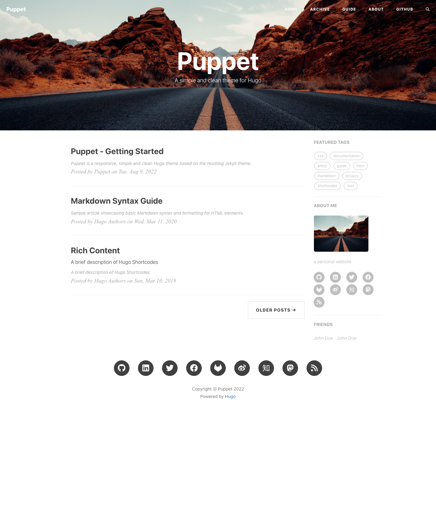 Screenshot of Hugo Theme Puppet