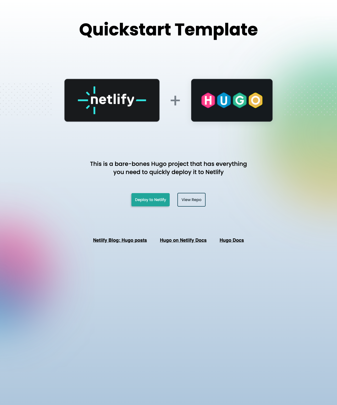 Screenshot of Hugo Quickstart