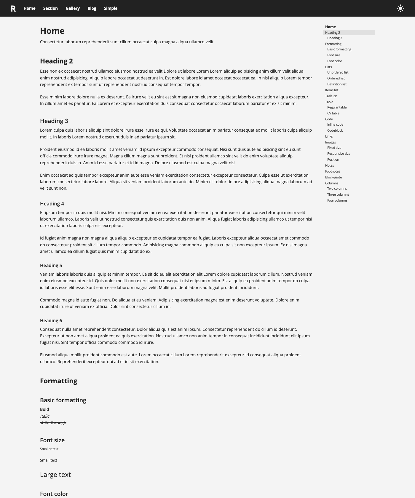 Screenshot of R Hugo Theme
