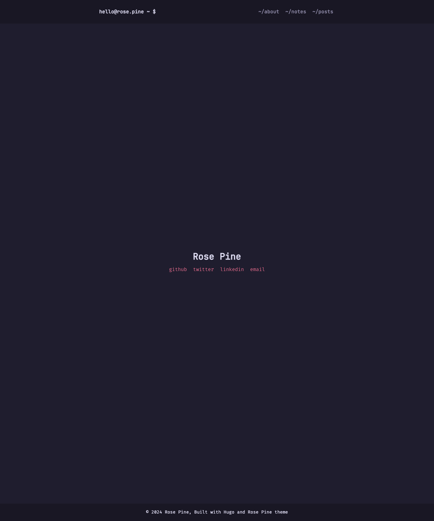 Screenshot of Hugo Theme Rose Pine