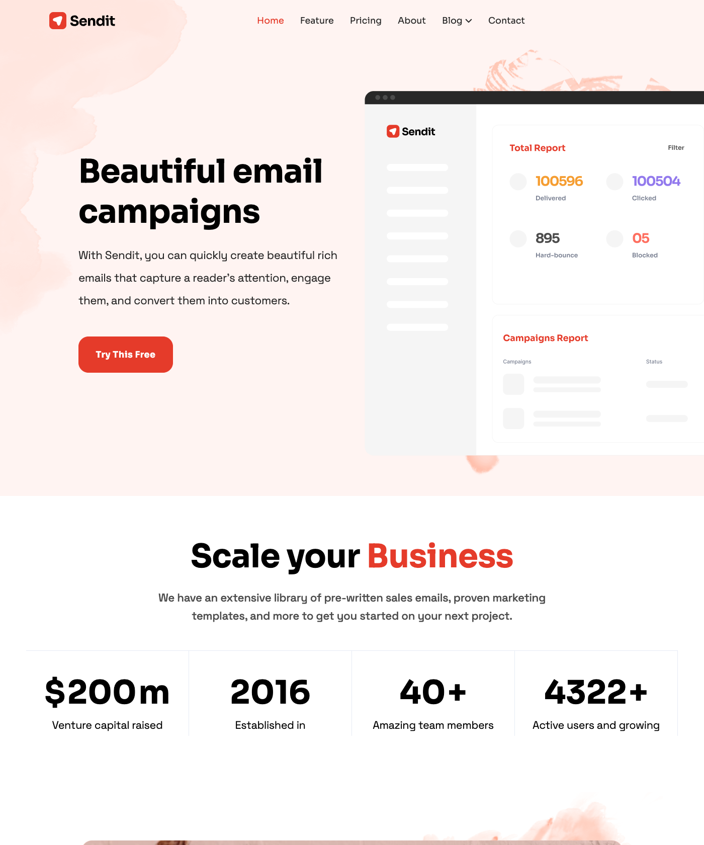 Screenshot of Sendit Hugo Template