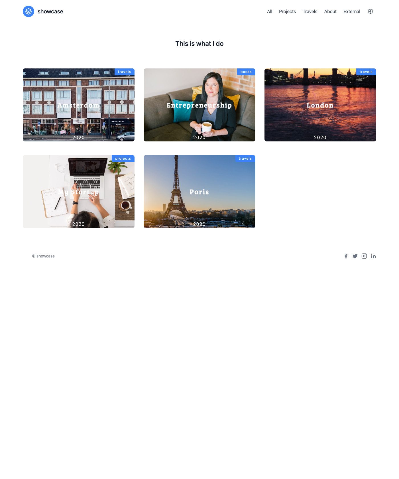 Screenshot of Showcase Hugo Theme