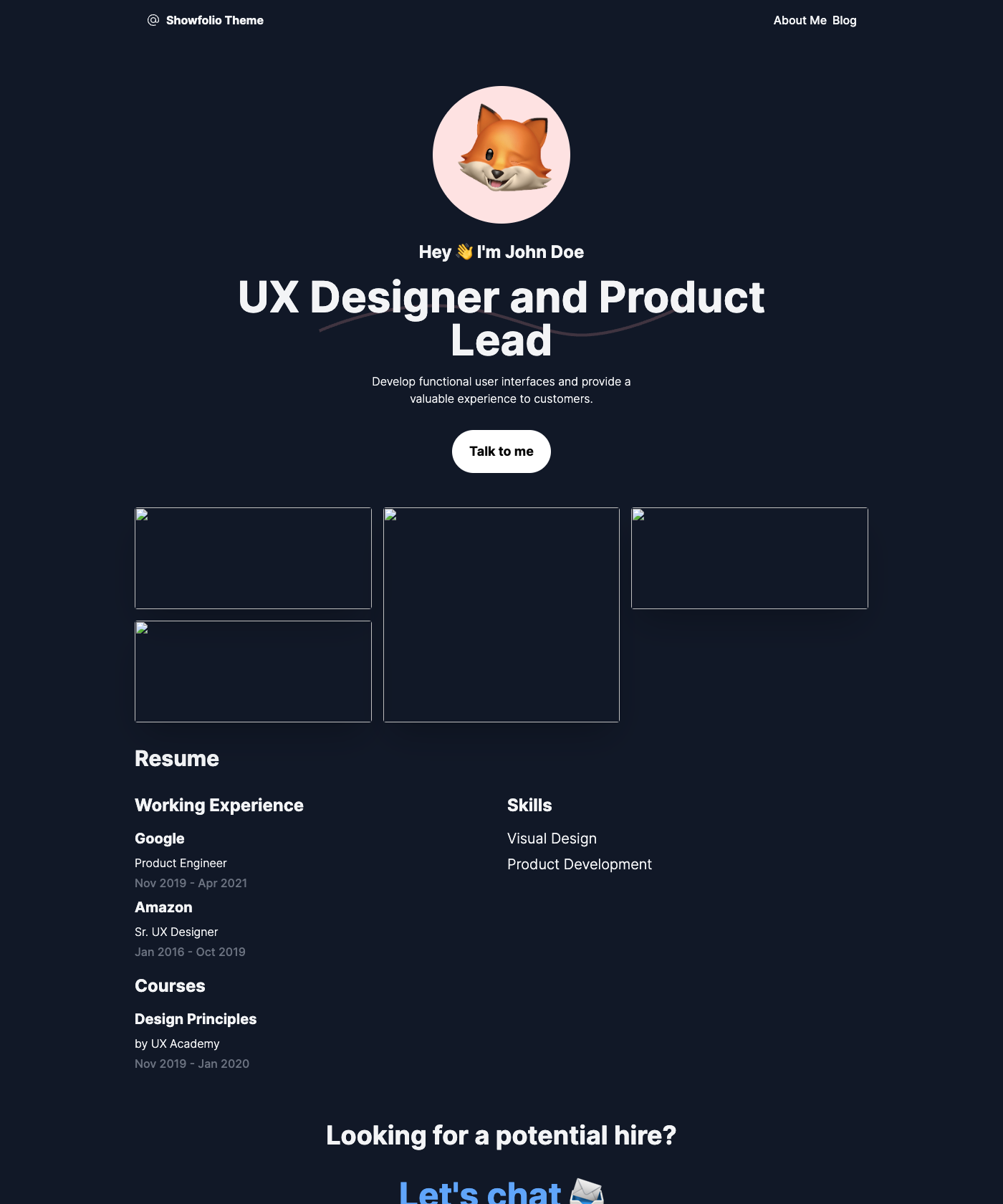Screenshot of Showfolio Hugo Theme