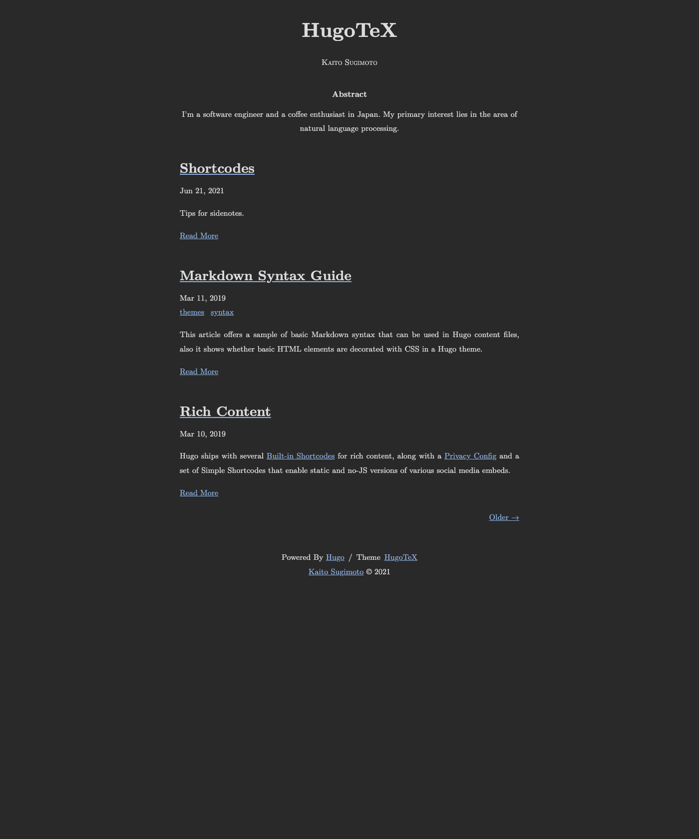 Screenshot of HugoTeX