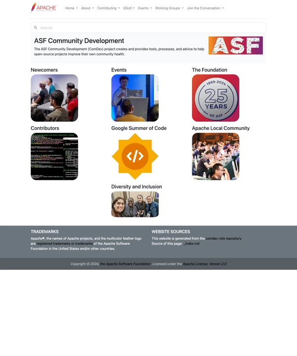 Screenshot of Comdev Site