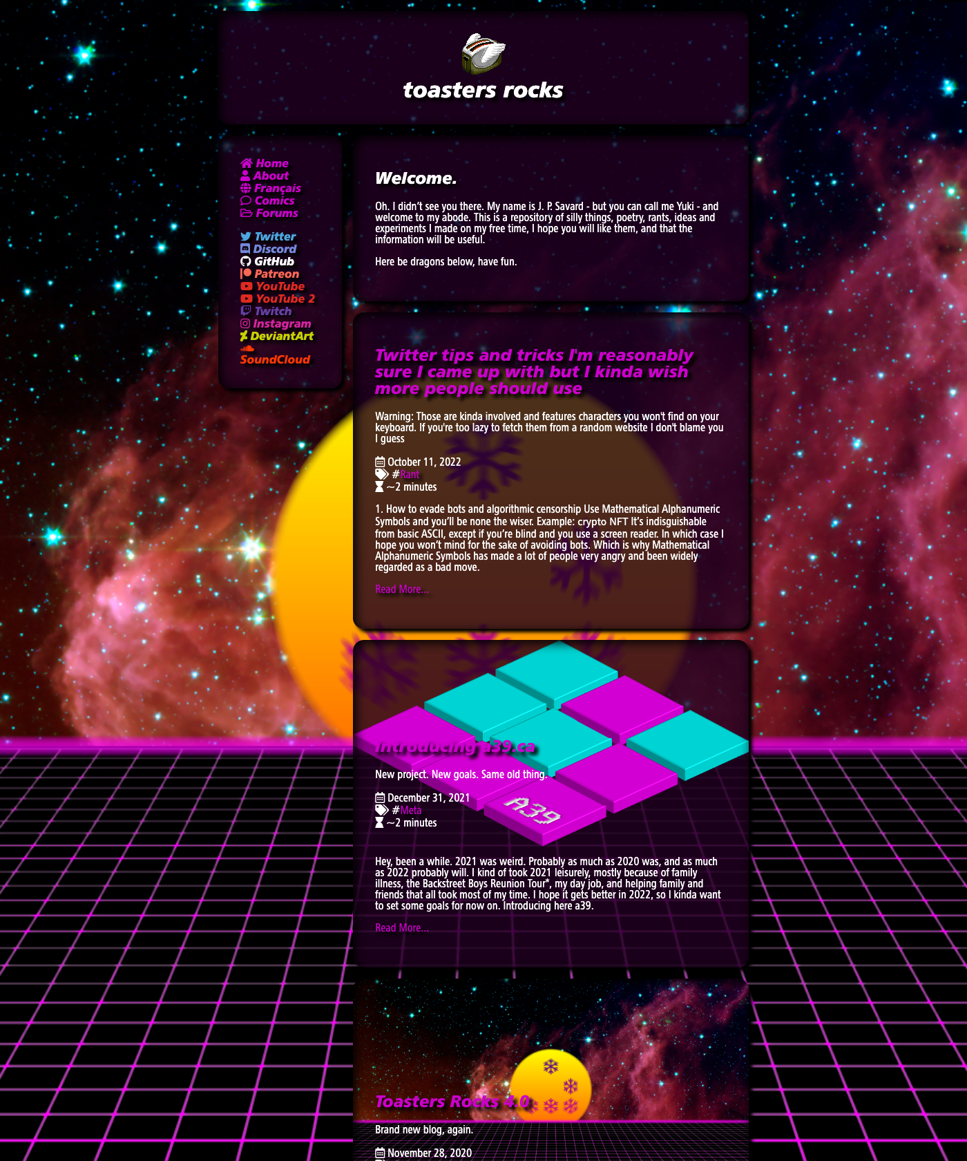 Screenshot of Hugo Theme Toastersrocks