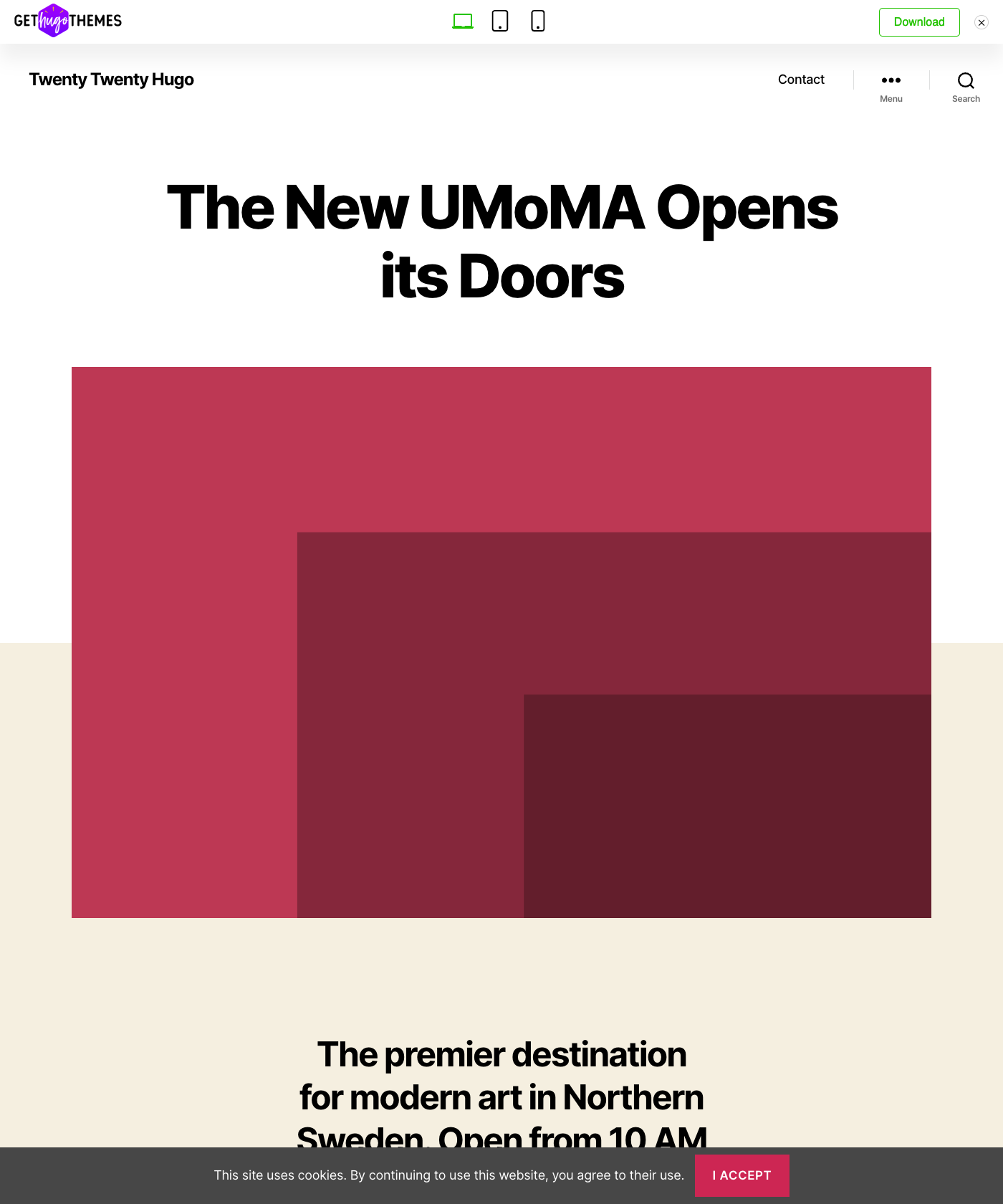 Screenshot of Twenty Twenty Hugo