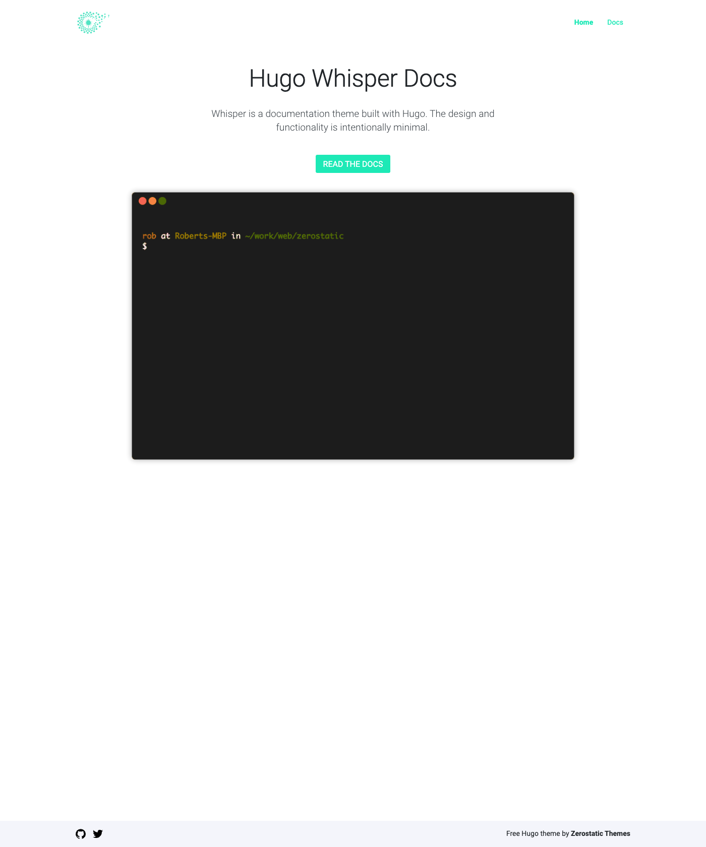 Screenshot of Hugo Whisper Theme