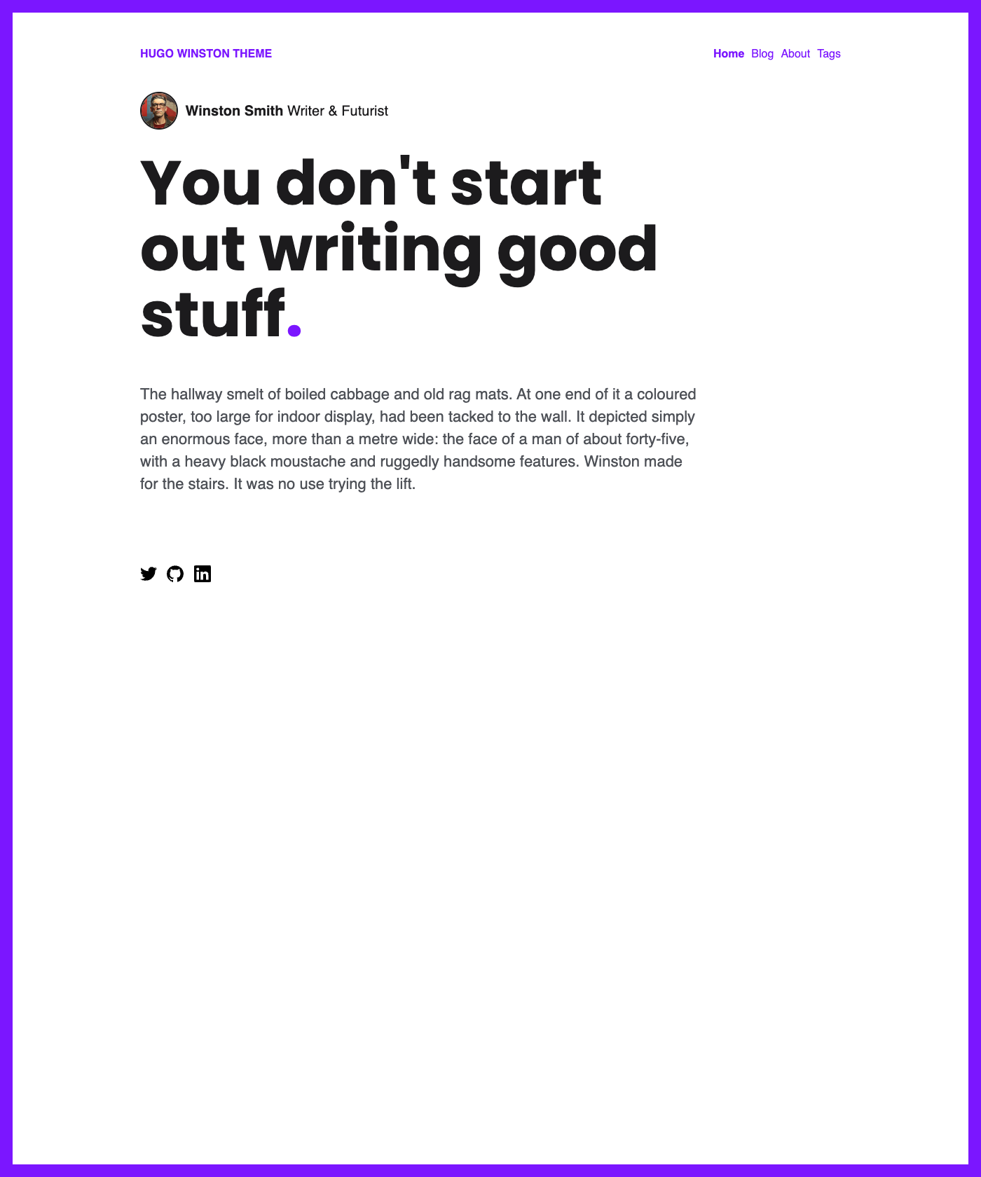 Screenshot of Hugo Winston Theme