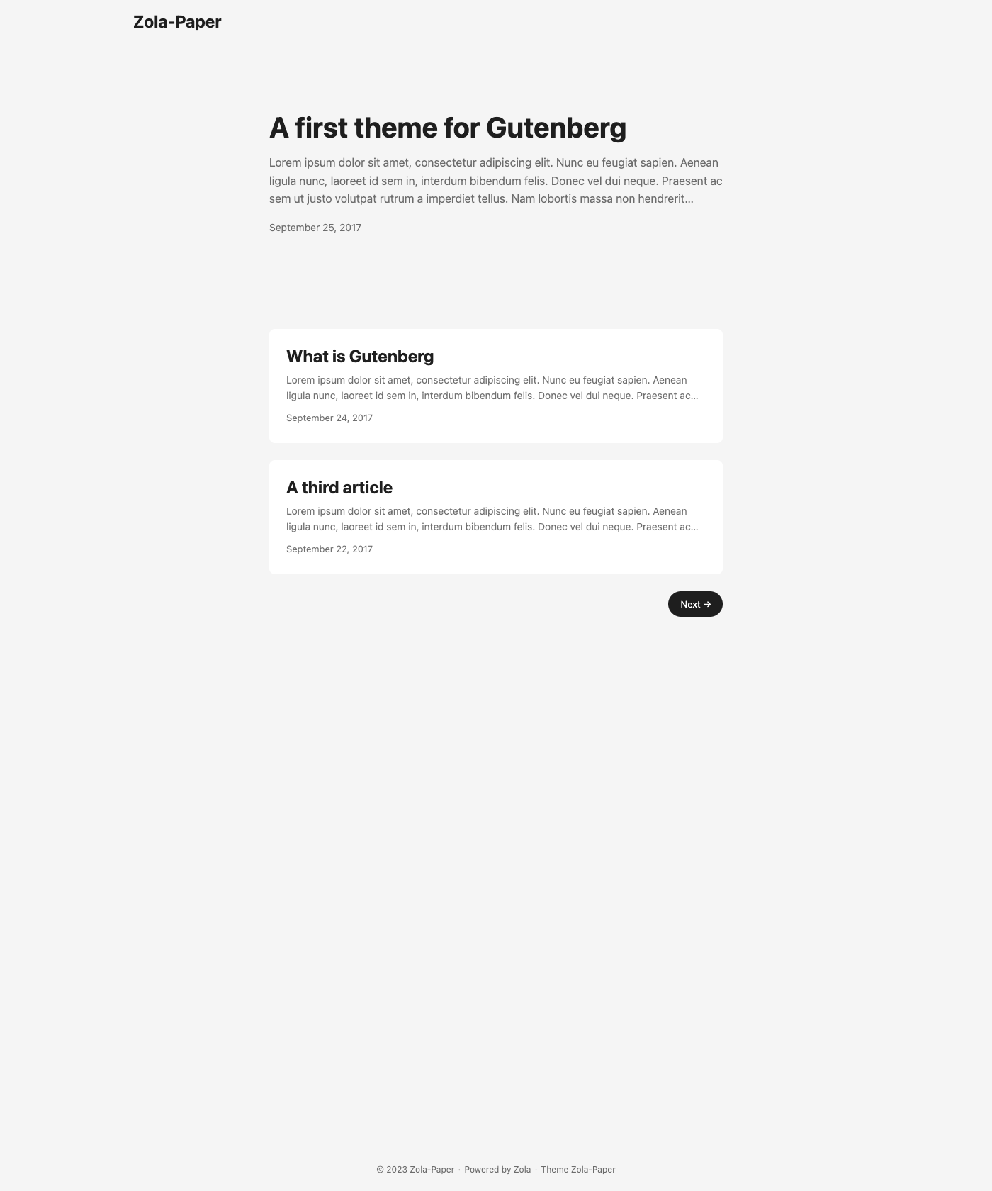 Screenshot of Zola Paper